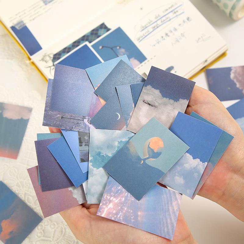 

Gift Wrap 50 Pcs INS Sky Po Stickers Aesthetic Adhesive Diy Scrapbooking Sticker Book For Decorative Junk Journal Hand Made Collage