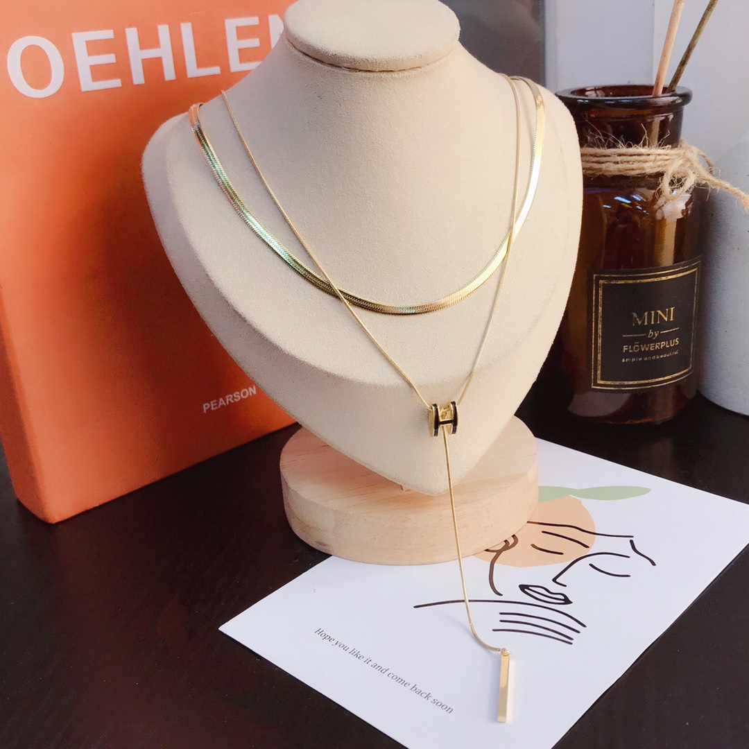 

New Style Womens Necklace Choker Chain 18K Gold Plated Stainless Steel Enamel Necklaces Pendant Statement Wedding Jewelry Accessories X109
