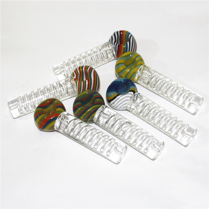 

Glass Freezable Coil Spoon Hand Pipe wholesale with glycerin smoking pipes tobacco pipe bong