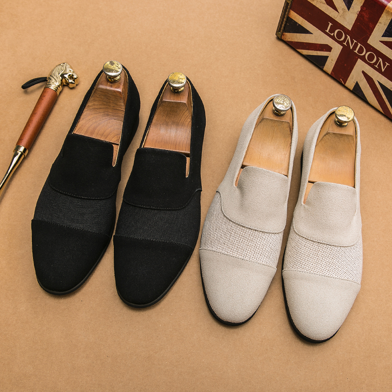 

Classic Loafers Men Shoes Solid Color Faux Suede Stitching Hollow Mesh Breathable Fashion Pointed Toe Daily Youth British Gentlemen Casual Shoes HM518, Clear
