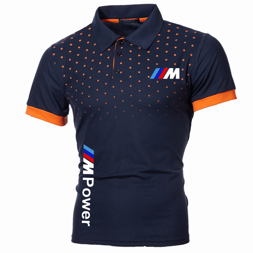 

Men's polo shirt spring and summer fashion classic print casual business style summer short-sleeved oversized shirt 5XL