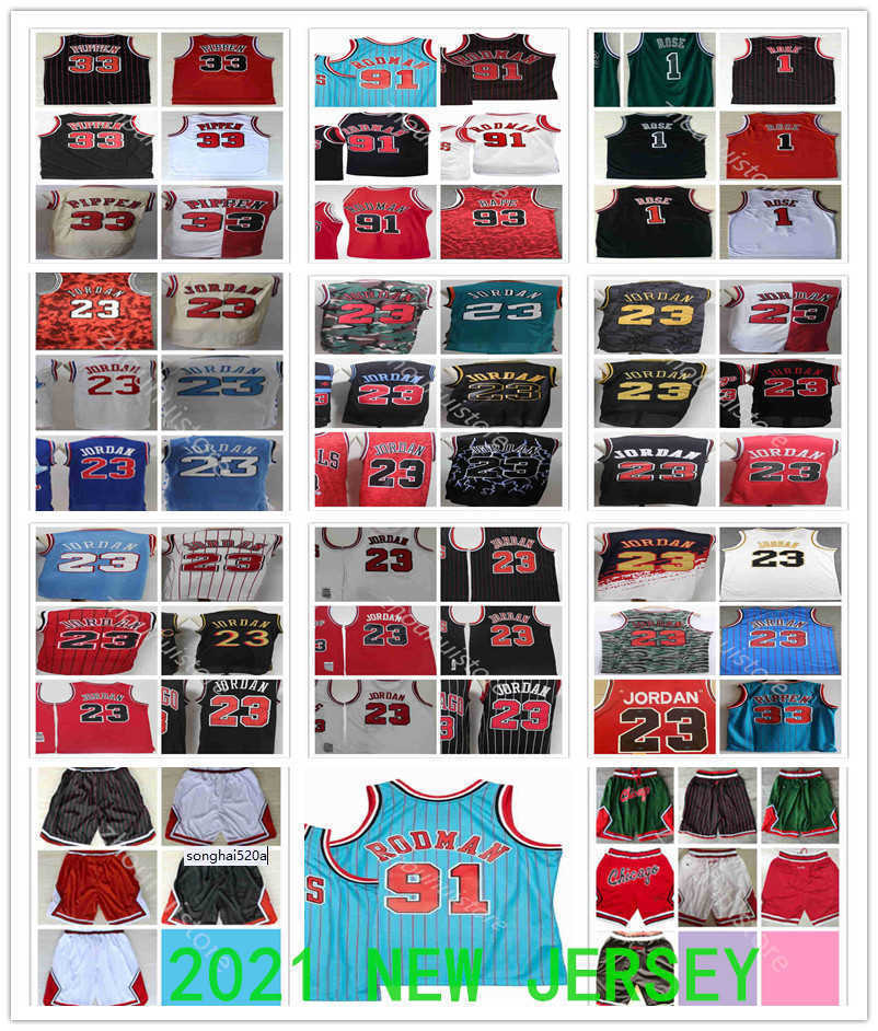 

Men Michael Mitchell & Ness 96 97 Jersey Full embroidery Retro Basketball 33 Scottie 91 Dennis Pippen Rodman Derrick Black 1 Rose jerseys Shorts''nba''jersey, As picture