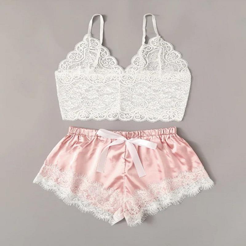

Womens Pajamas Sexy Lace Sling Sleepwear Set V-neck Pyjamas Female Fashion Homewear Sleeveless Cute Cami Top And Shorts, Orange pajama set