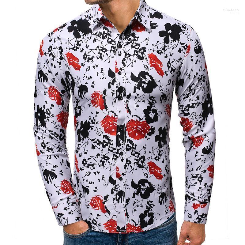 

Wholesale 2022 Spring Autumn Business Flower Printed Retro Men' Casual Trend Printing Long-sleeved Shirt Dress Shirts Quin22, Orange