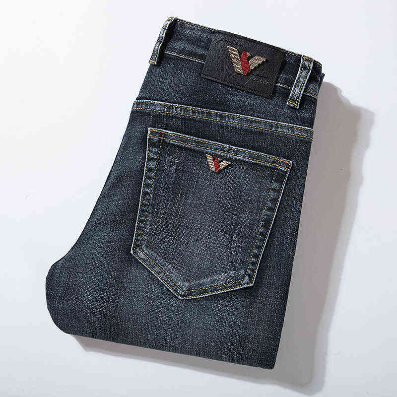 Jean épais de marque Aj haut de gamme pour hommes, pantalon Long droit et Slim, printemps et été