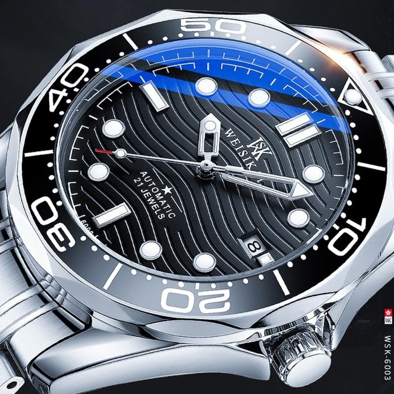 

Wristwatches Top Brand Automatic Mens Watches Auto Calendar Full Stainless Steel Mechanical Watch Classic Waterproof Dive Sports ClocksWrist, K23-03