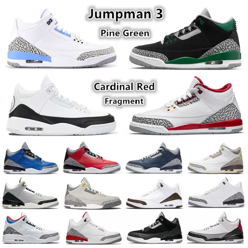 

New Cardinal Red 3 3s Mens Basketball Shoes Georgetown Dark Iris Pine Green Black Red Cement Tinker UNC Royal Pure White Katrina Mocha Blue Fragment men sport sneakers, Please contact us