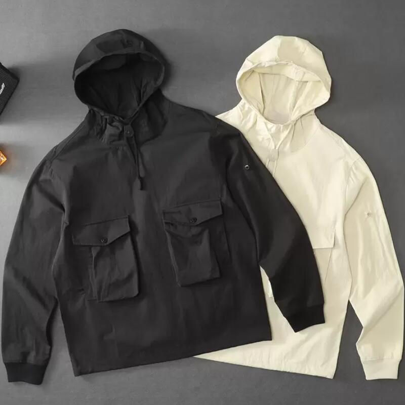 

21SS ghost piece smock anorak nylon hoodies armband logo men coat casual outdoor jacket jogging tracksuit tops, Black
