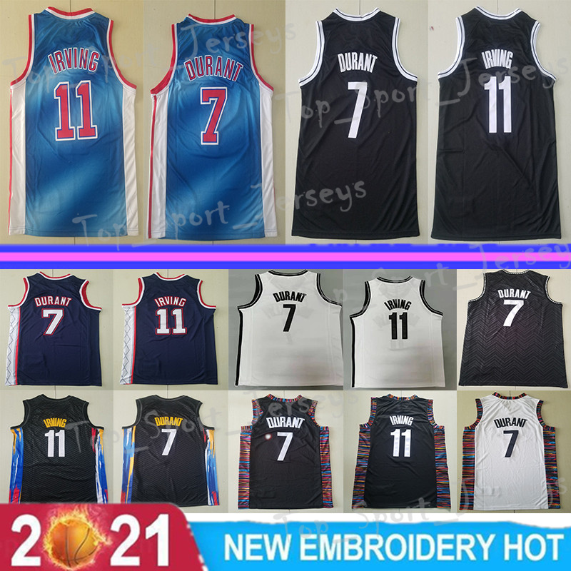 

Men Basketball Kevin Durant Jersey 7 Kyrie Irving 11 Drazen Petrovic 3 anniversary City Shirts All Stitched basketball jerseys, Blue