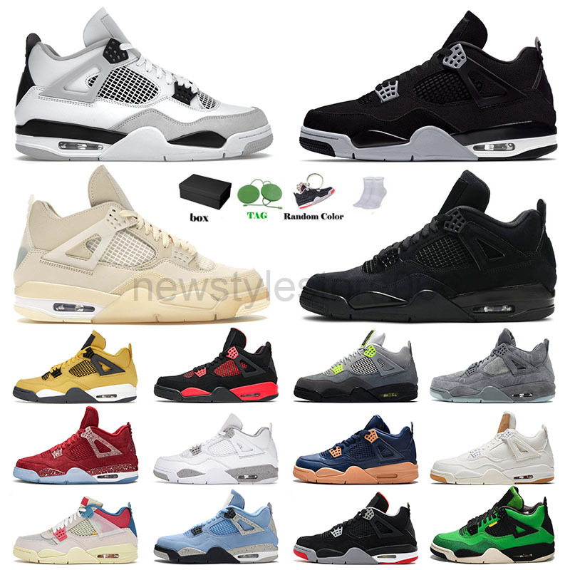 

New Arrival Jumpman 4 4s IV Basketball Shoes Retro Mens Womens Denim Manila Military Black Cat Columbia Sail Cactus Jack University Blue, 36-47 7 white oreo