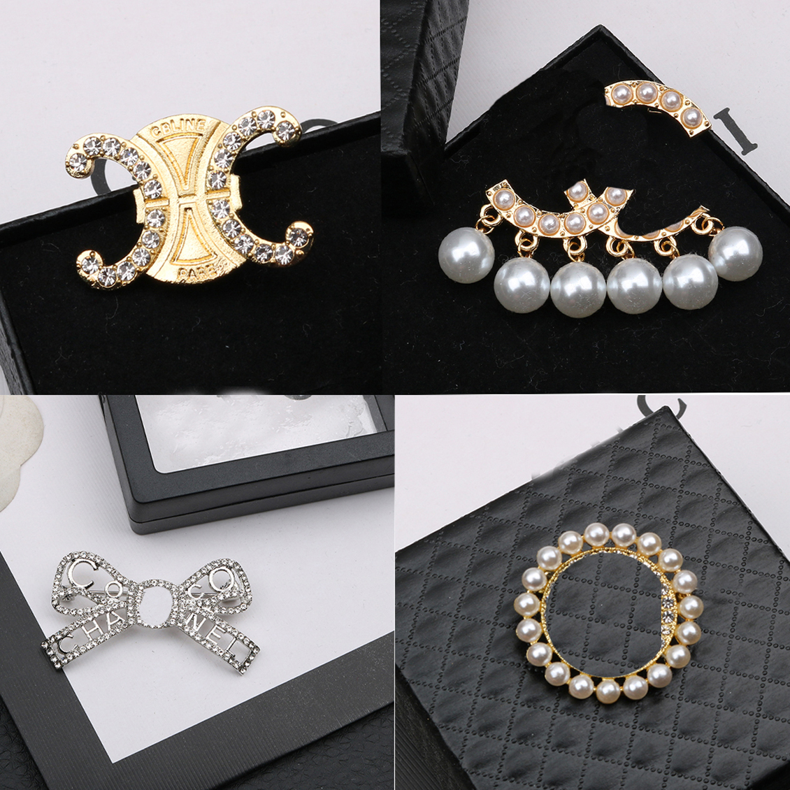 

23ss 20style Mixed Simple Letter Pins Luxury Brand Designer Brooches Women Rhinestone Leather Tassel Brooch Suit Pin Wedding Party Jewelry Accessories