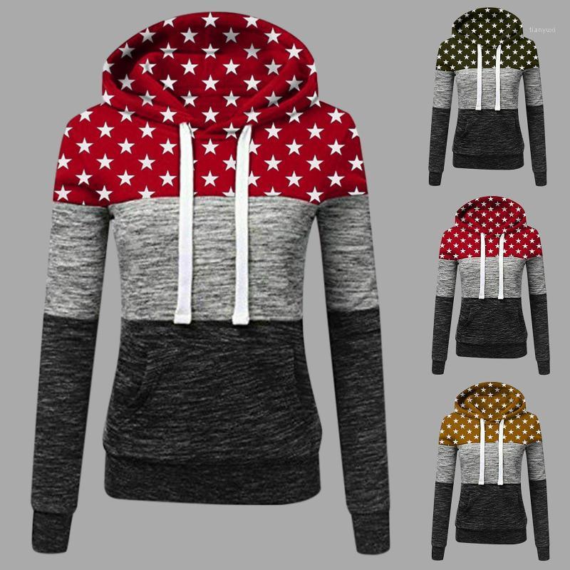 

Autumn Women Long Sleeve Star Print Hoodie Pocket Patchwork Hooded Sweatshirt Women's Hoodies & Sweatshirts, Yellow