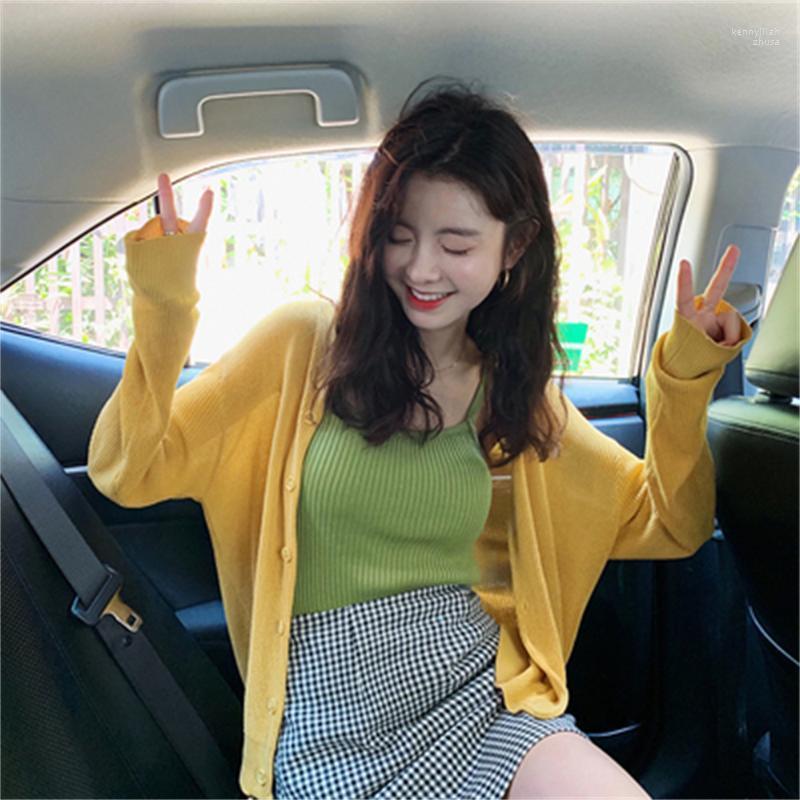 

Women' Knits & Tees Very Fairy Ice Silk Cardigan Short Summer Sunscreen Shirt With Air-Conditioning Sweater Coat H089 Kenn22, Green