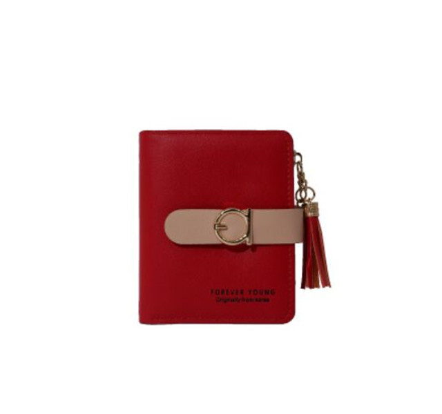 New women's bag short color contrast tassel wallet buckle zipper zero fashion student card bag wholesale