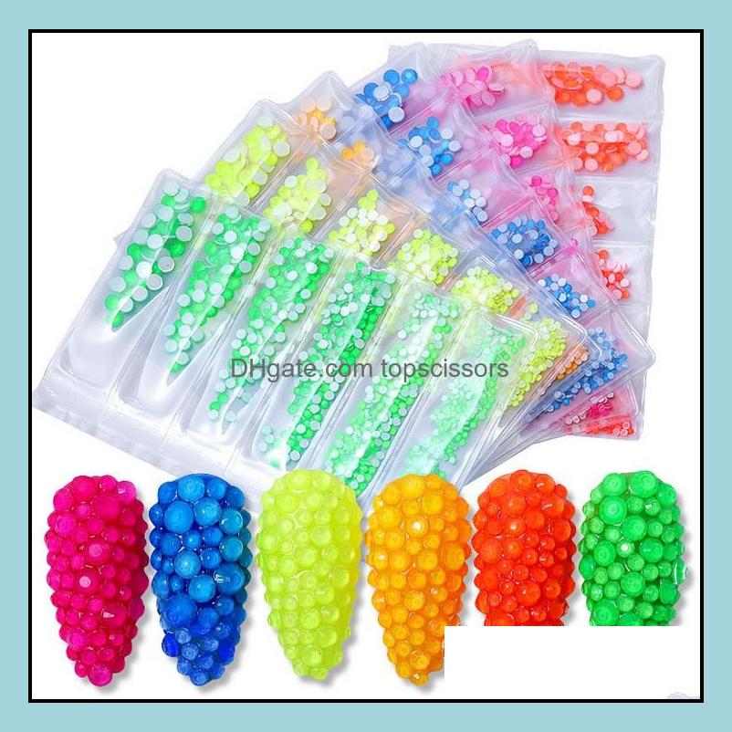 

Nail Art Decorations Salon Health Beauty Diy Crystal Flat Bottom Mti Cutting Sided Fluorescent Club Night Light Rhinestone Drop Delivery 2