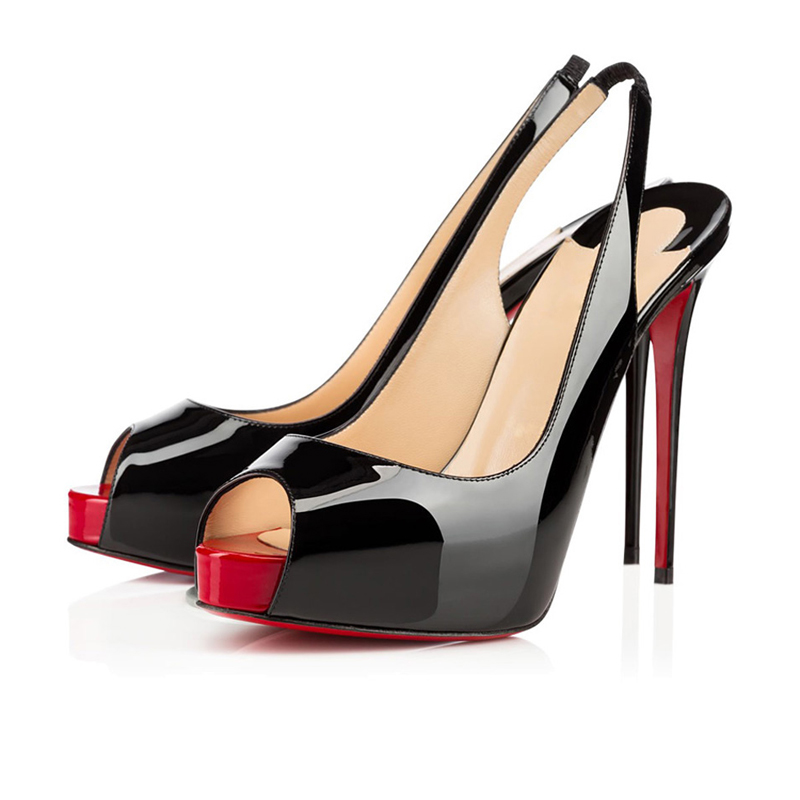 

Fashion Women's Red Bottoms Pumps Sandals Senior Private Number 120 mm Summer High Heels Peep Toes Platform Fish Mouth Ankle Straps Patent Leather Brand Sandal EU 35-43, #2