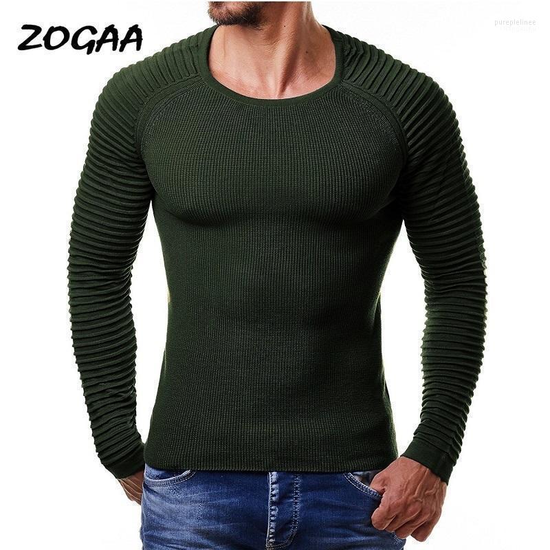 

Knitted Sweater Men Fashion Long Sleeve O-Neck Male Vintage Stripe Pullover Solid All-match Plus Size Casual Chic Men's Sweaters, Army green