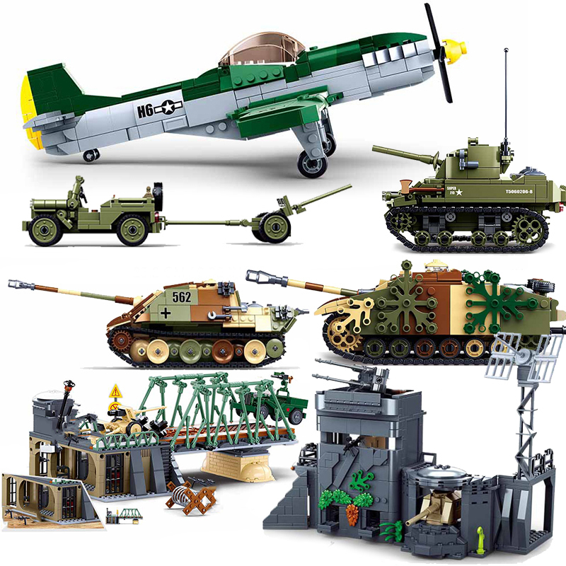 

WW2 Normandy Landings UK US Germany Army Sets Building Blocks Bricks Toys World War II 2 Military Vehicle Pershing Panther Tanks 220726