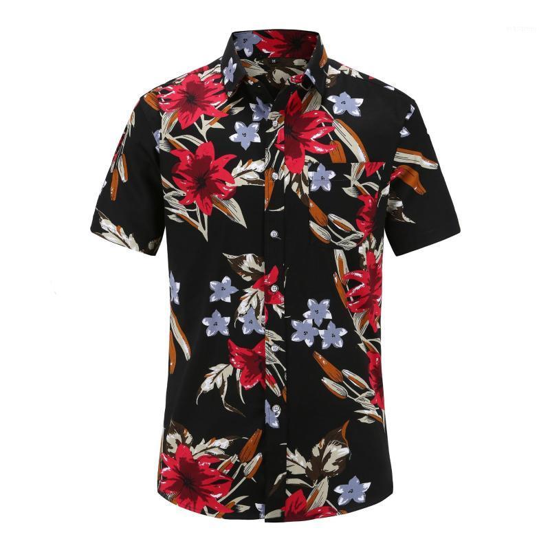 

Men' Casual Shirts Hawaiian Shirt Fashion Print Sleeve Chemise Femme Manche Longue Coton Button Down Men, Black