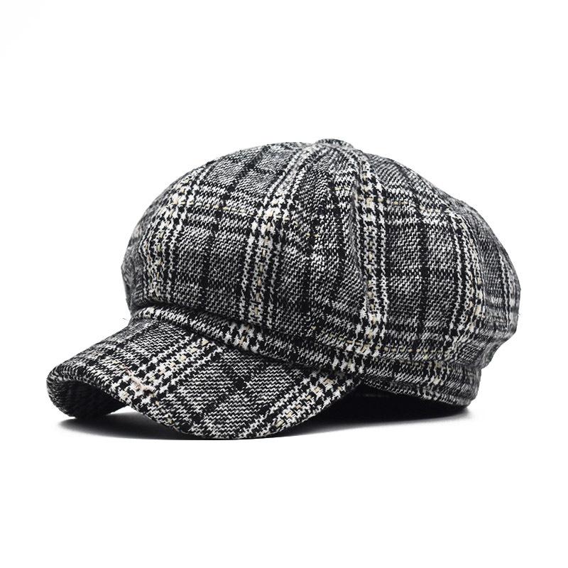 

Berets Casual Sboy Cap Plaid Octagonal Hats For Women Men Classic Vintage Beret Autumn Winter Ladies Girl Hat FemaleBerets, A3