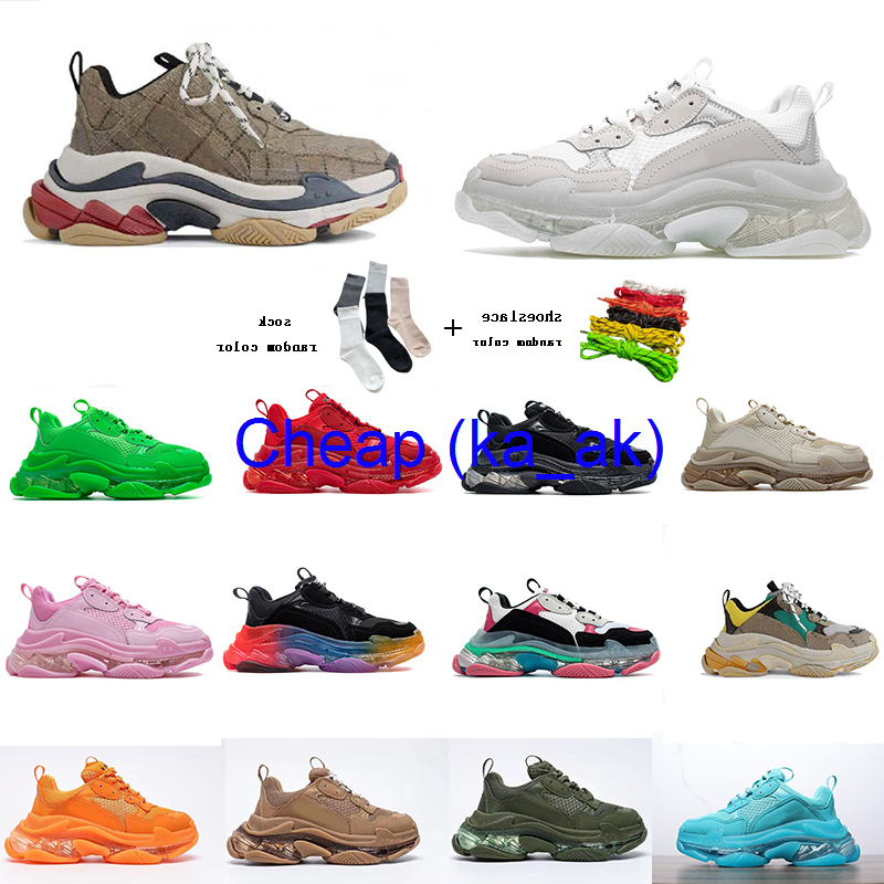 

$53.90 Women Men Triple S shoe Dad Casual Shoes Crystal Bottom Paris 17FW Leisure Sneakers for Vintage Old Grandpa Trainer chaussures size 3, Color#2