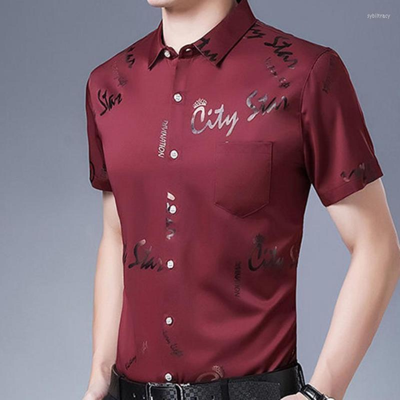 

Men's Dress Shirts Casual Letter Shirt Top Summer Streetwear Buttons Fashion Lapel ShirtMen's Sybi22, Lake blue