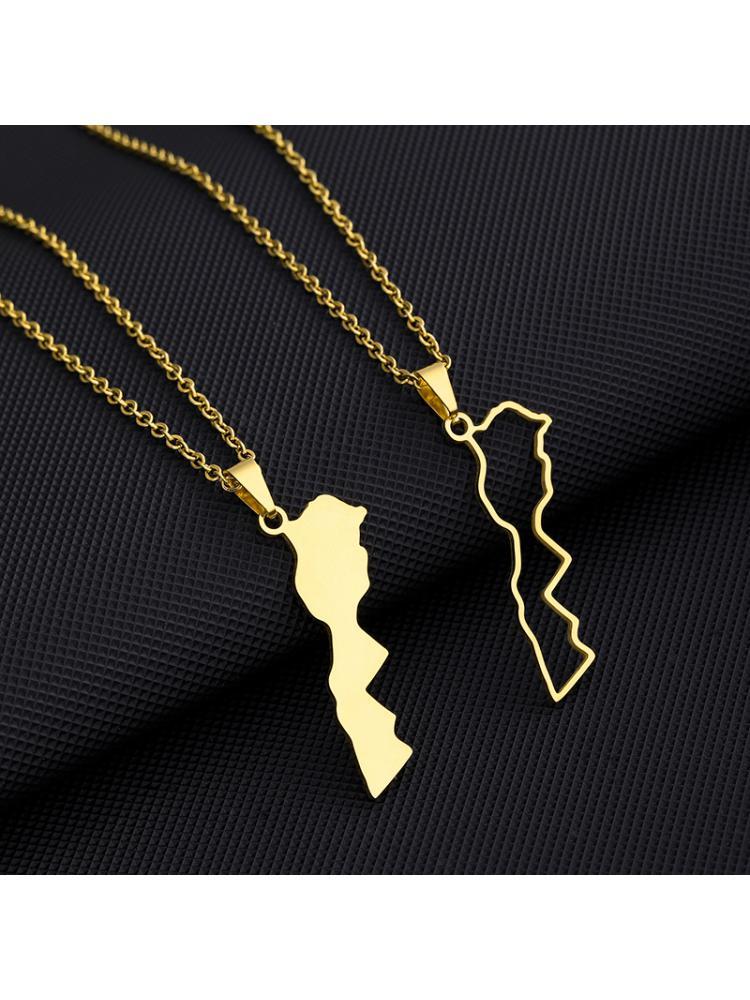 

Pendant Necklaces 316l Stainless Steel Maroc Mape Choker Necklace Gold Silver Color Hip Hop Jewelry For Men Women Morocco Map CharmPendant