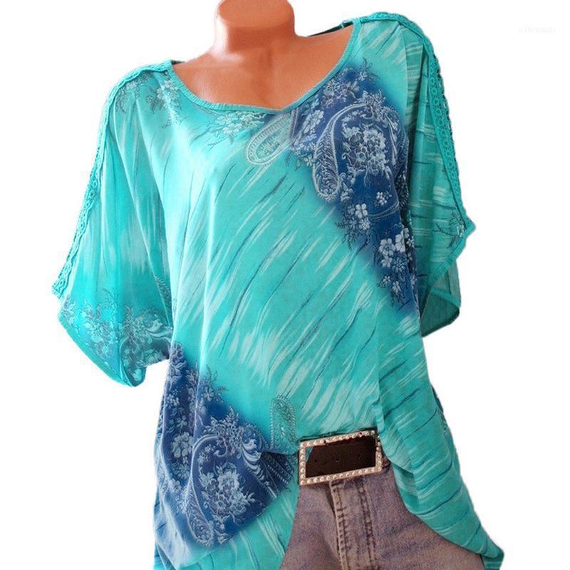 

M-5XL Plus Size Tops Women Blouse Shirt Casual Top Print Cotton Linen Stretch Shirts Leisure Short Sleeve Blouses Blusas Mujer Women's1, Red