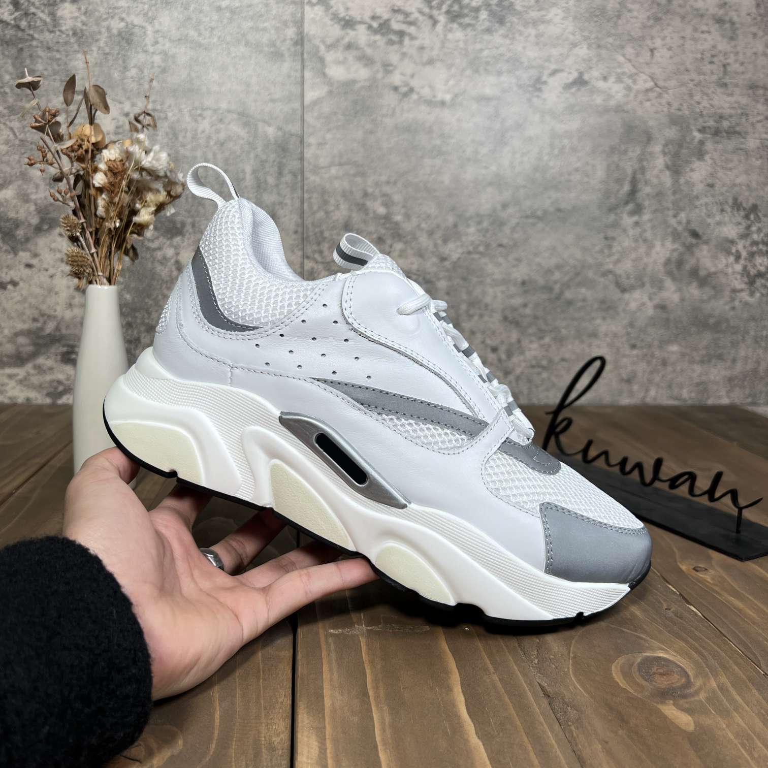 

B22 B23 Sneaker Designers Shoes Grey Technical Mesh Calfskin Men Women Sneakers Vintage Chunky Runner Trainers Homme shoe, Customize