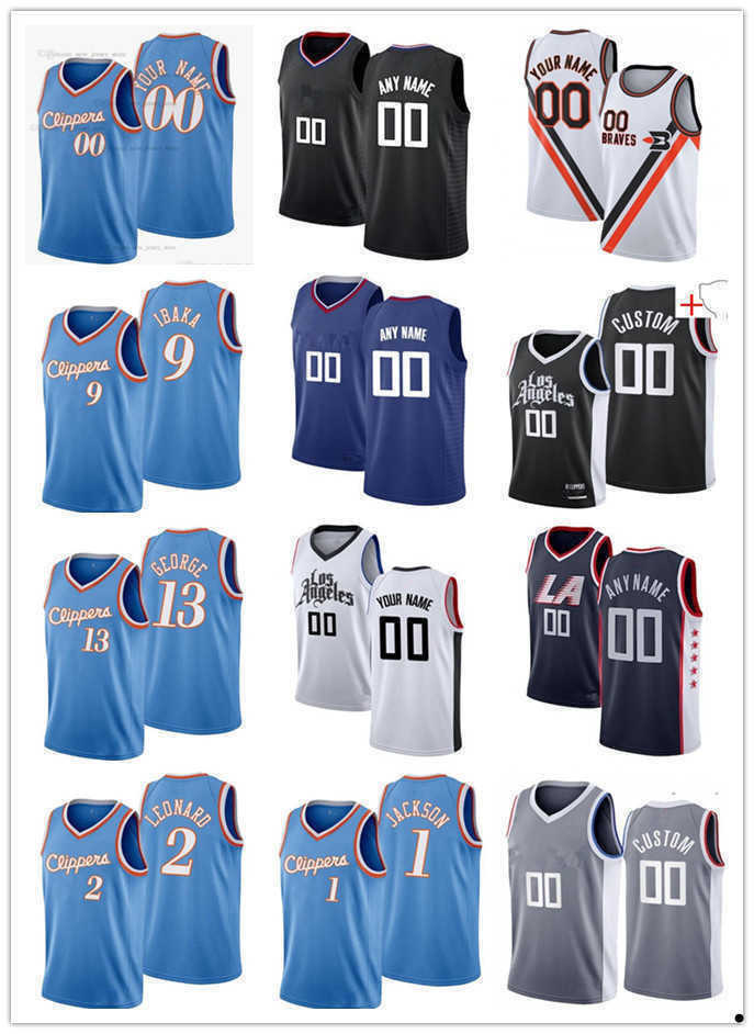 

75th Custom Women Youth Kawhi 2''Leonard Serge 9 Ibaka Paul 13 George Reggie 1 Jackson Los Angeles''Clippers''Men Basketball Jerseys, Color