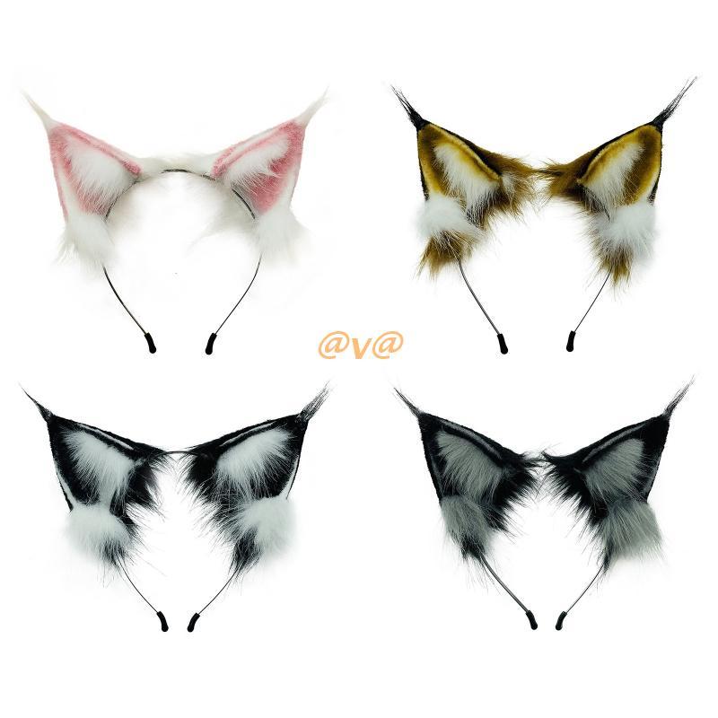 

Bandanas Furry Animal Ears Headbands Headwear Kawaii Plush Hair Hoop For Halloween Cosplay Headpiece Party Supplies