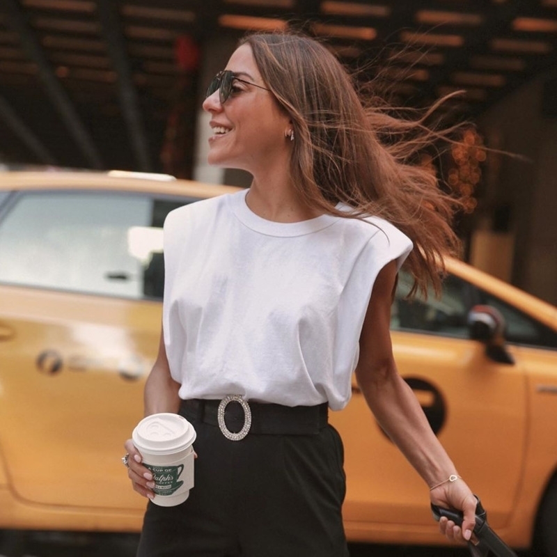 

TITAME Women Sleeveless Vest T Shirt Female O Neck White Women Blouse Shirt Ladies Loose Solid Chic Casual Blouses Cotton Blouse Y200422