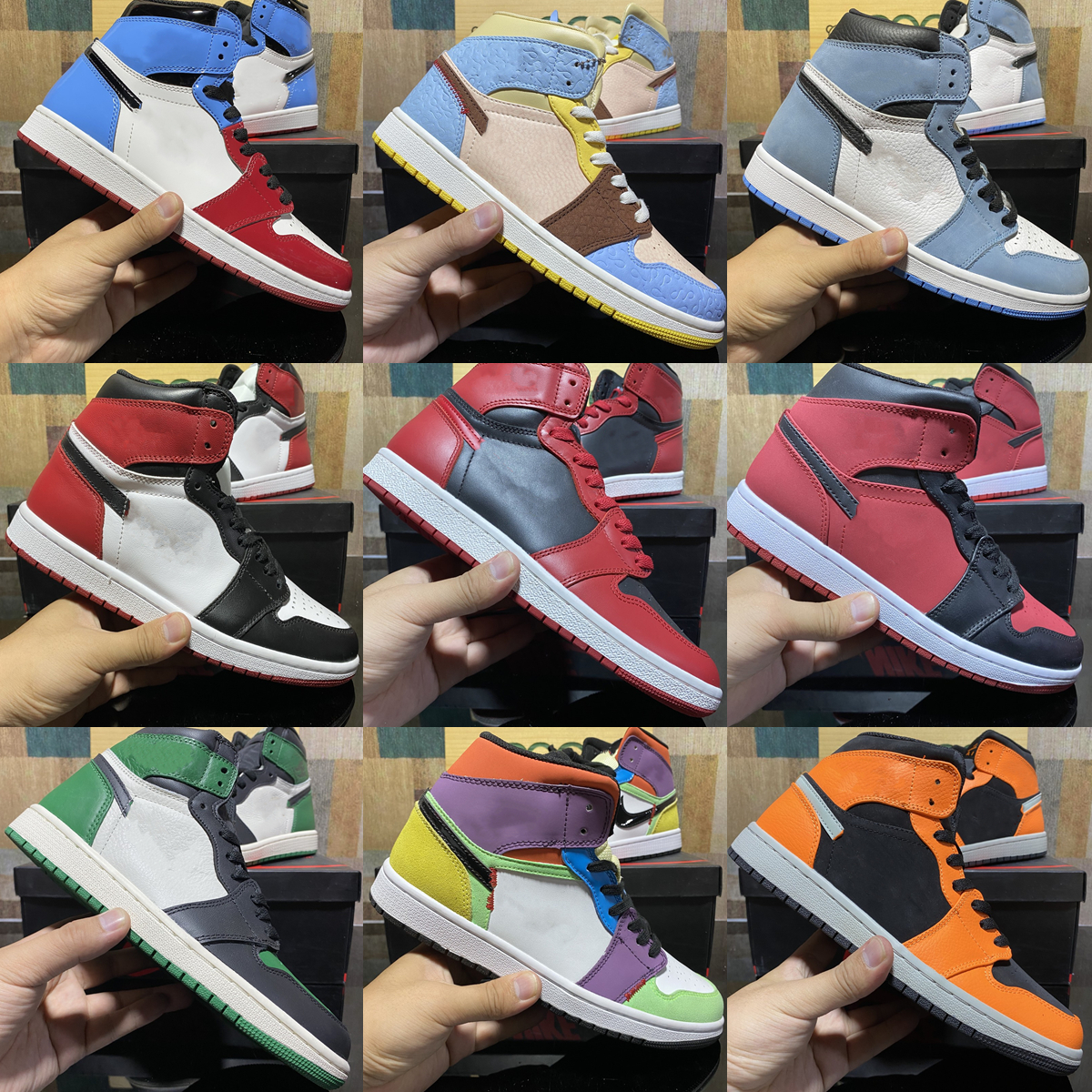 

2022 top 1 1s mens womens basketball shoes AJ Pine Green 2.0 Bred P atent First Class Flight Seafoam Electro Orange Court Purple Pollen men, Other