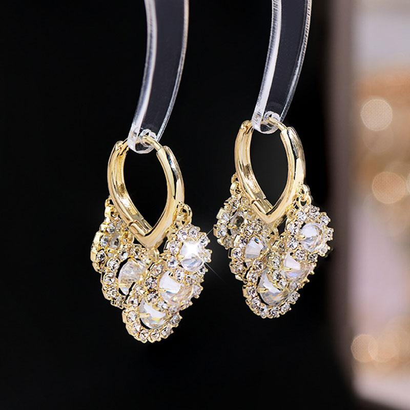 

Clip-on & Screw Back Korean Exquisite Zircon Tassels Fashion Earrings 2022 Charm For Lady Temperament 14 K Real Gold Plating Earring Jewelry