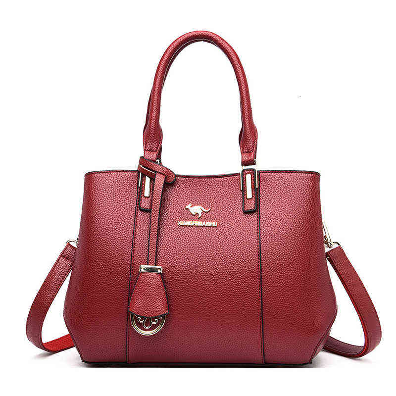 

Xiangfei kangaroo women's handbag fashion large capacity single shoulder diagonal simple and versatile middle-aged, Wine