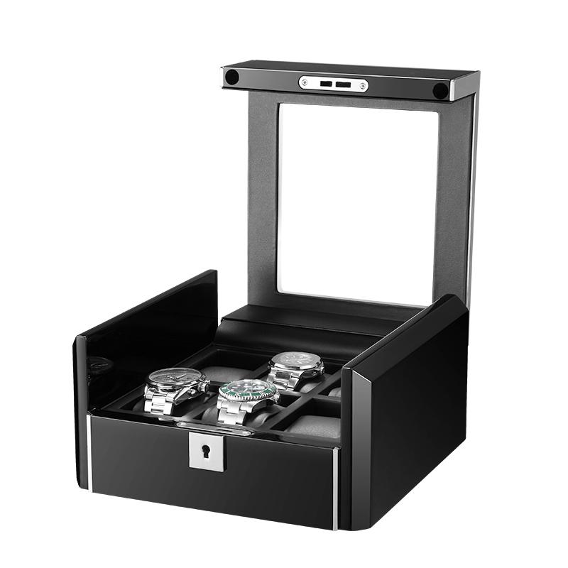 

Watch Boxes & Cases Solid Wood 6 Watches Box Storage Collection Black Slots Wrist Case PU Leather Pillow Carbon Fiber TextureWatch