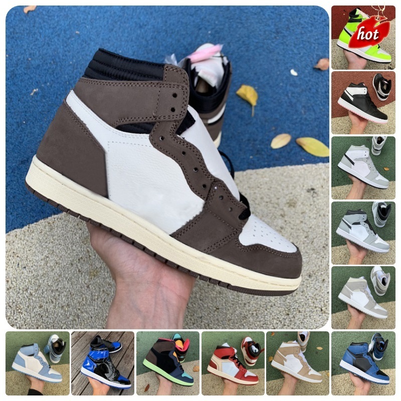

TOP Jumpman 1 1s High Basketball Shoes Mens Women Bleached Coral Bio Hack Bred Patent Military University Blue Banned Tan Gum dark mocha Smoke, Kl09