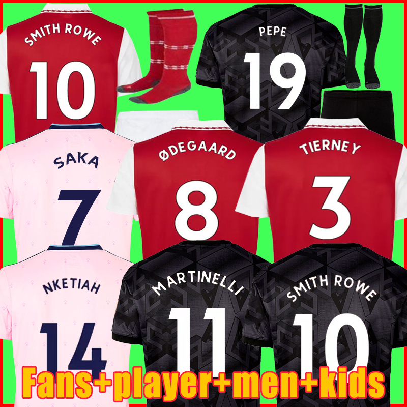 

21 22 23 SMITH ROWE G.JESUS SAKA soccer jersey Fans Player version ODEGAARD NKETIAH MARTINELLI TIERNEY 2021 2022 2023 football kits shirt Men Kids sets uniforms3, 21-22 3rd men+patch