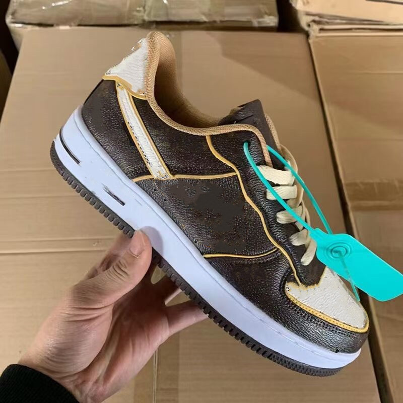 

2022 Wear-Resisting Men Women Skateboard Shoes Comfortable Non-Slip Low Cut Lace-Up Leather Casual Outdoor Sneakers 36-44, Brown