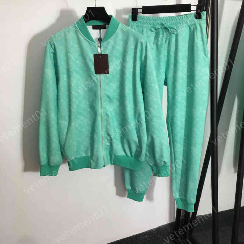 

Womens Two Piece Pants Embroidered Logo Print Stand Collar Zip Cardigan Jacket Casual Trousers 2 Pieces Sets Luxury High Quality Designer Tracksuits 0912