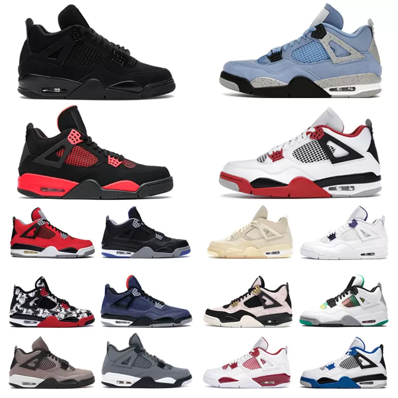 

Top Quality 4 4s Basketball Shoes Red Thunder Lightning Shimmer Taupe Haze University Blue Mens Trainer Sport Sneakers, Military blue 40-47