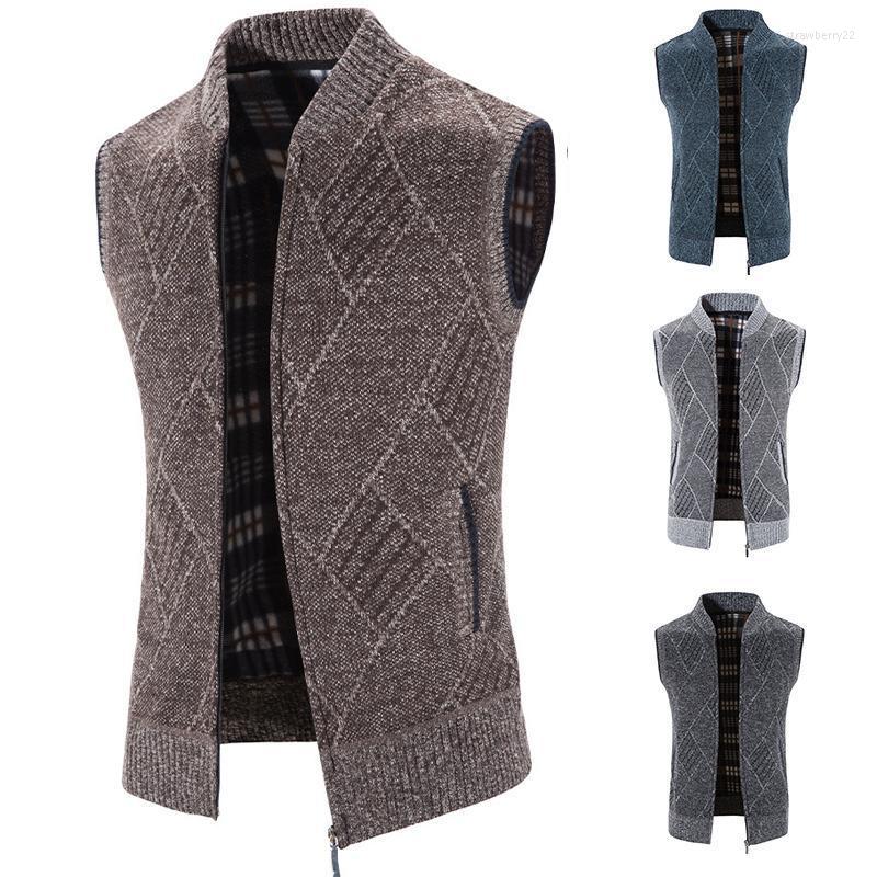 

Men's Vests Mens Sweater Knitted Vest Men Sweather Clothes 2022 Korean Thickened Coat Comfort Zipper Fashion Stra22, Blue