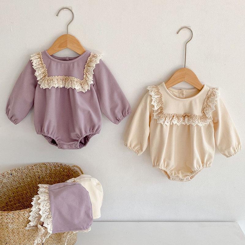 

Spring Autumn Infant Sets Baby Girls Lace Rompers Hat Clothing Kids Girl Long Sleeve Clothes, 92496 blue