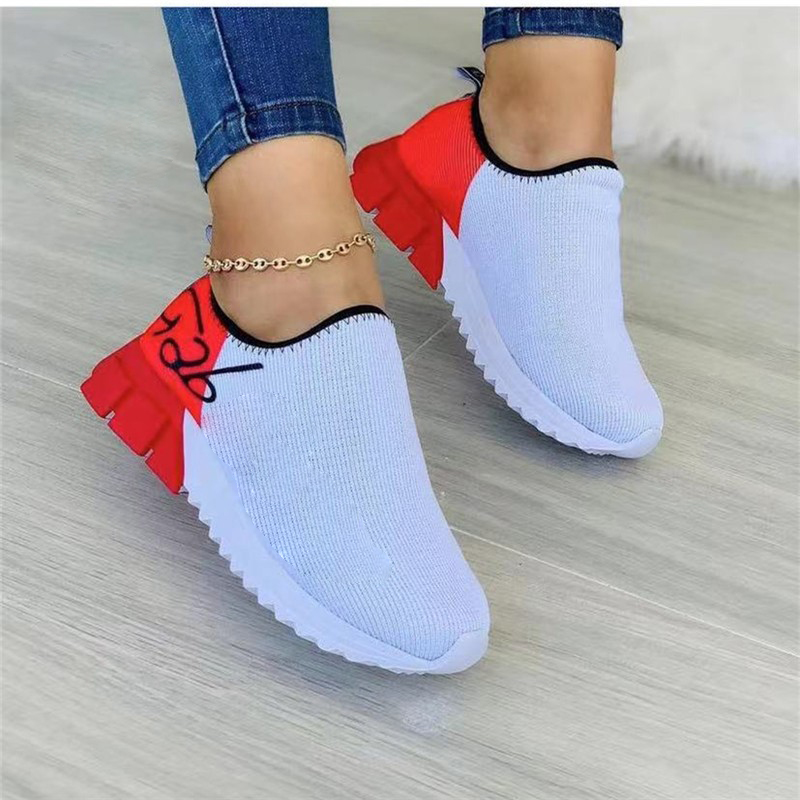 

Breathable Mesh Casual Style Sneakers Women Shoes Color Matching Fashion Simple Shallow Mouth Sleeve Round Toe Lightweight Flat Running Shoes HM561, Clear