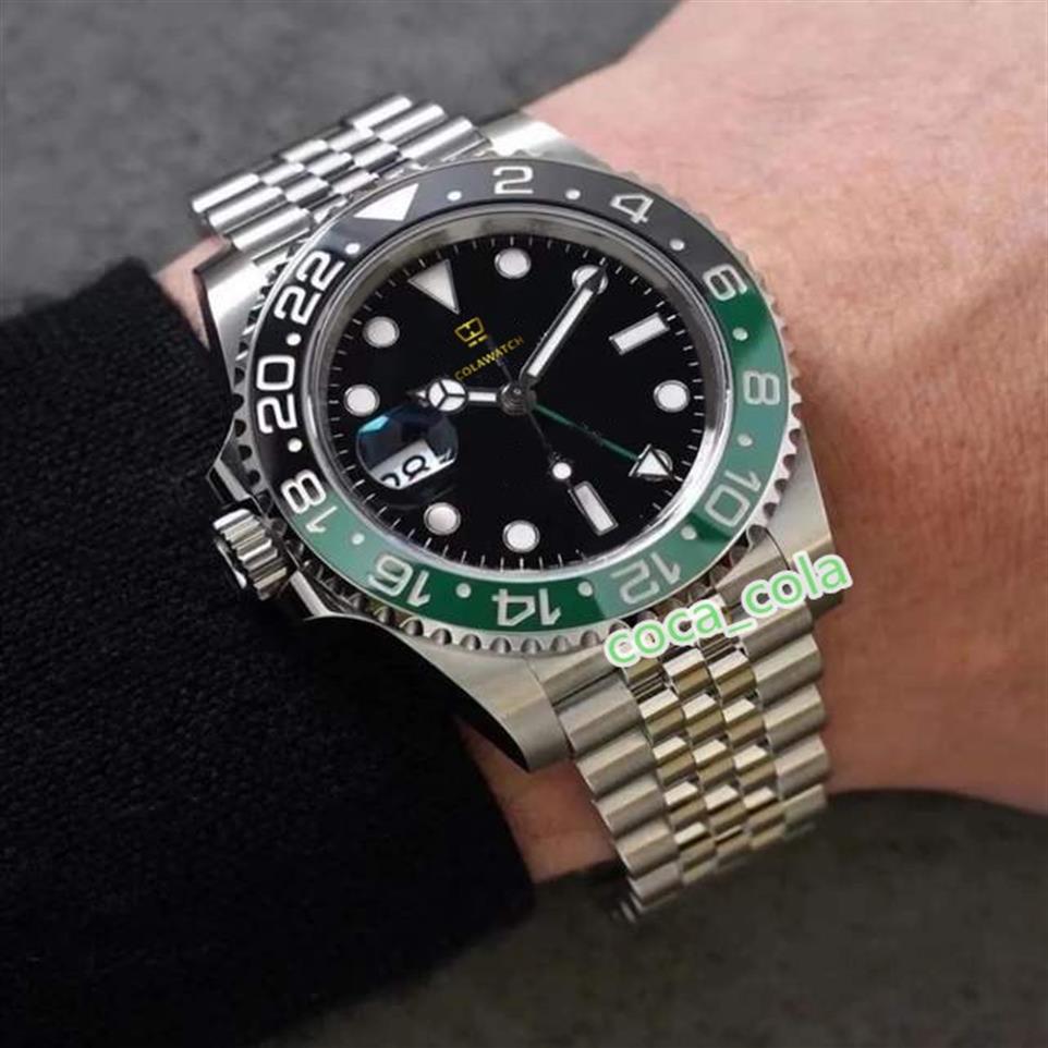 

2022 left-handed A brand-new mens gmt watch 41mm Green black ceramic Sprite circle Mechanical Automatic Sapphire mens men Wristwat249E