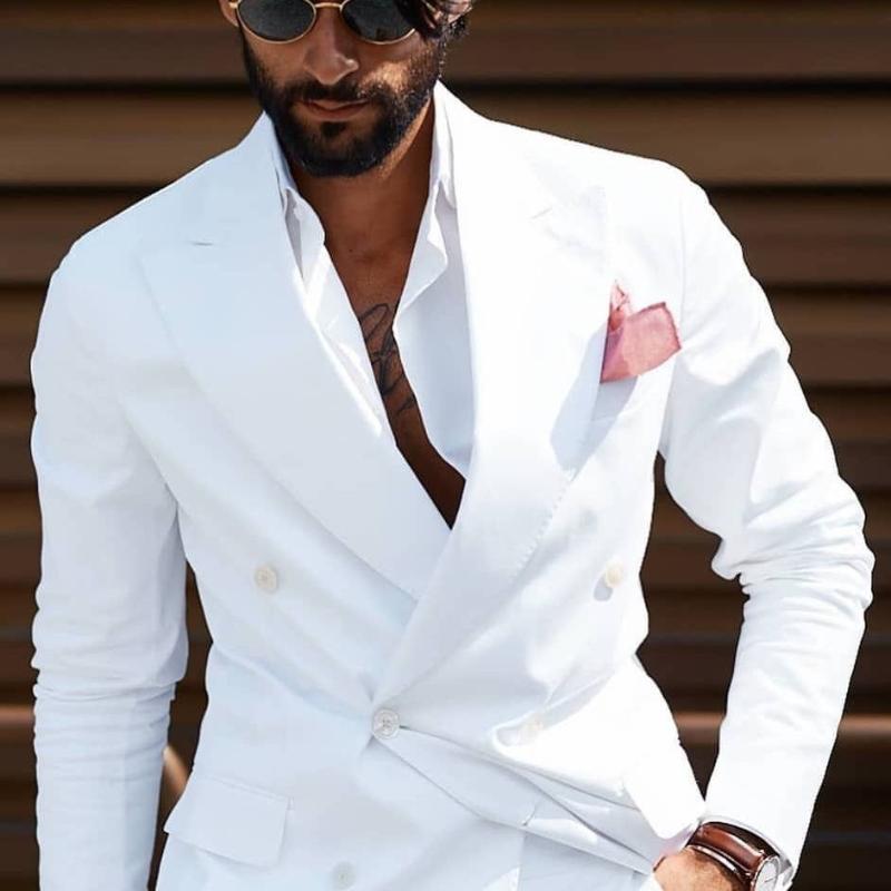 

Men's Suits & Blazers Fashion Design Double Breasted Plain White Men For Wedding Casual Groom Tuxedos Bridegroom Wear Slim Fit Man 213, Black