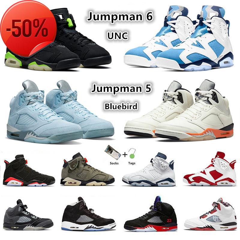 

Jumpman 5 Unc 6 Mens Retro Basketball Shoes 5s Ts 6s University Blue Electric Green Black Infrared Shattered Backboard Bluebird Red Oreo Men, Item#11