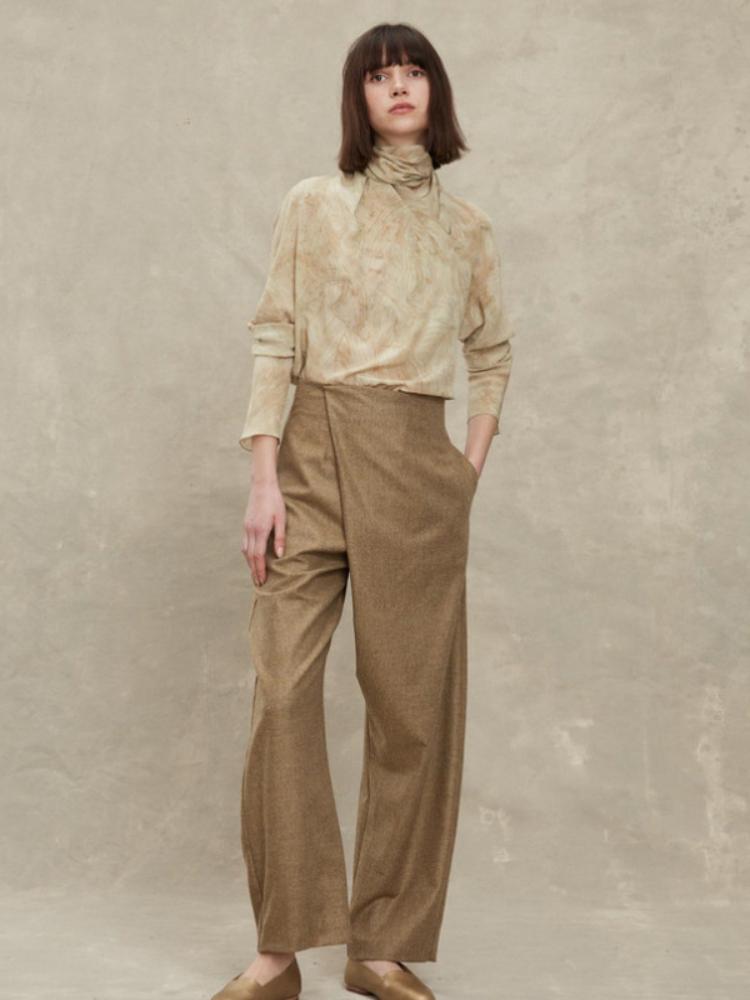 

Women's Blouses & Shirts Women Shirt 2022 Spring And Summer Scarf Collar Smudge Printing Casual Long-sleeved TopWomen's