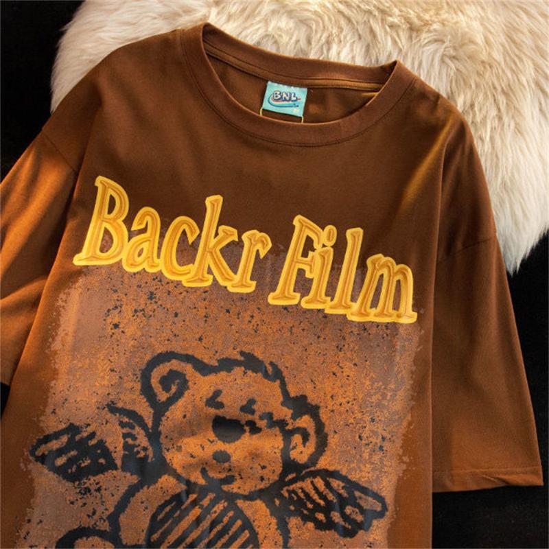 

Men's T-Shirts Printed Hip Hop Loose Unisex White Black Brown Fashion Clothes Casual Students Punk Boys Women T ShirtsMen's