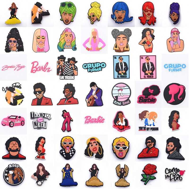 

Wholesale barbie Shoe charm for Clog rock Charm Bling PVC Soft GRUPO FIRME Shoe Charms For Kids Gift